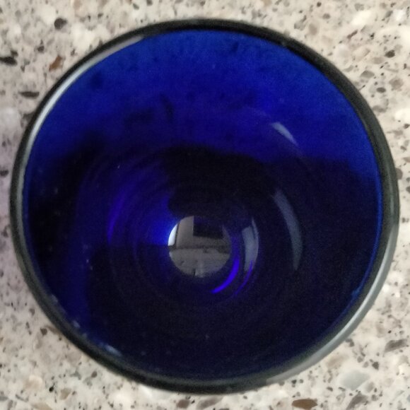 DUO: Cobalt Blue Glass Ashtray & Shot Glass Pewter Sun Medallion - Picture 7 of 11